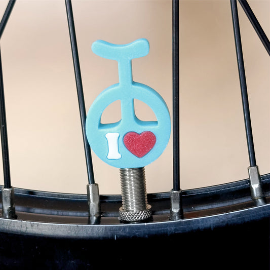 Einrad-Ventilkappe mit I LOVE - Schrader-Ventil - 3D-gedruckt - Personalisierbare Farben
