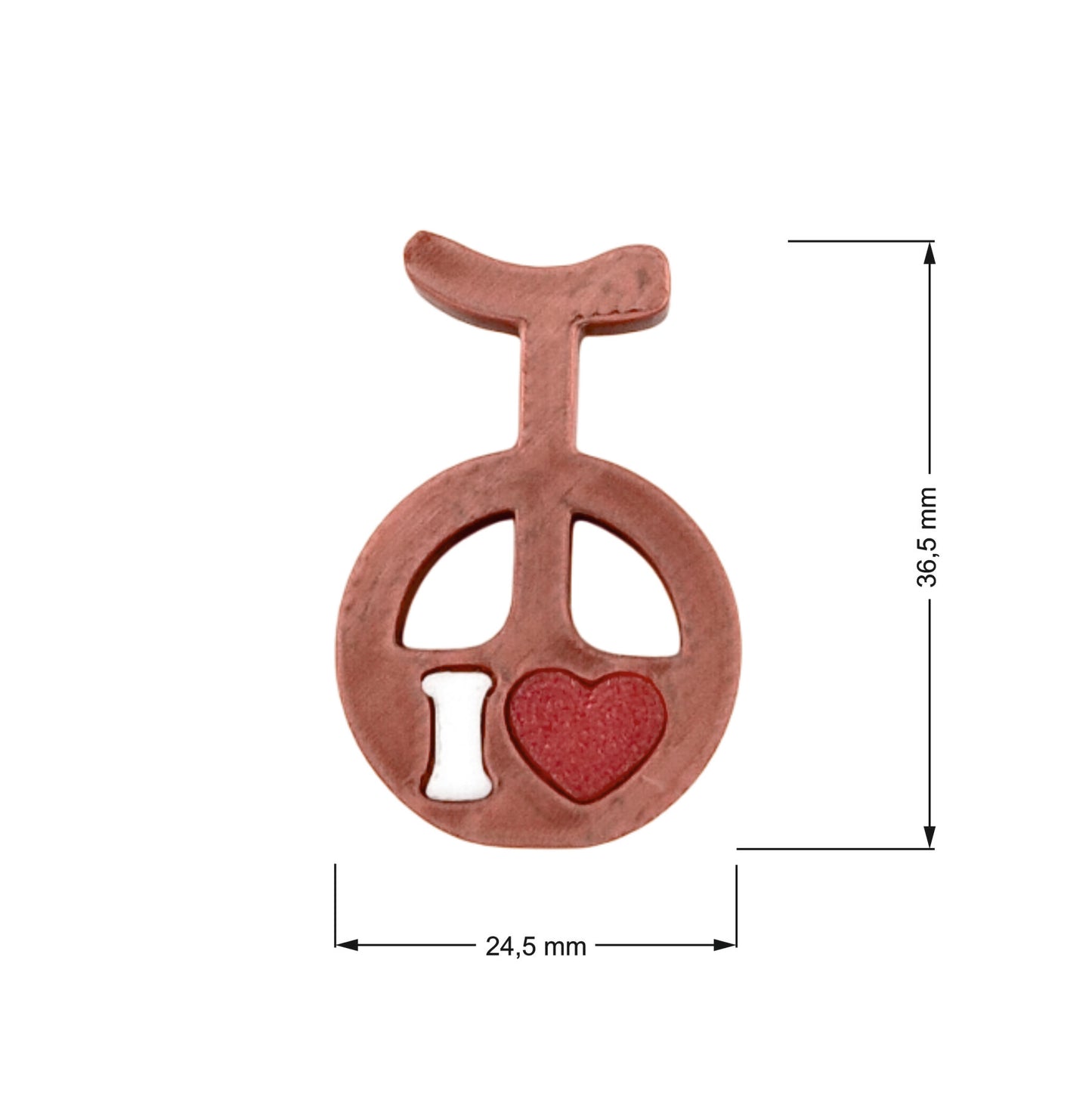 Einrad-Ventilkappe mit I LOVE - Schrader-Ventil - 3D-gedruckt - Gold / Silber / Bronze